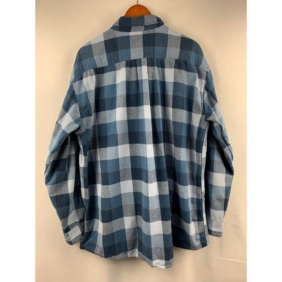 St John’s Bay Heavyweight Blue Plaid Long Sleeve Shirt - size XL - Picture 4 of 7